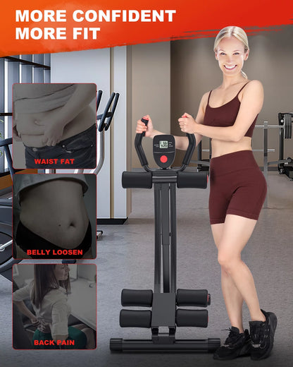 Foldable Ab Machine - Home Gym Core and Abdominal Trainer, Supports Up to 440 lbs with LCD Display