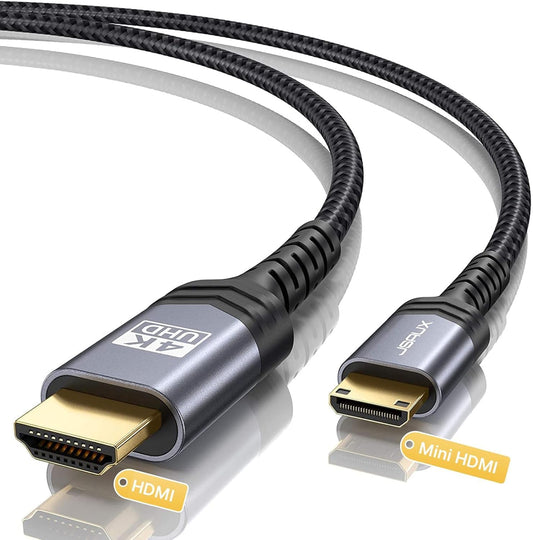 6FT Mini HDMI to HDMI Cable - High Speed 4K 60Hz HDMI 2.0 with Aluminum Shell and Braided Design, Compatible with Cameras, Camcorders, Tablets, Graphics Cards, Laptops, and Raspberry Pi Zero W