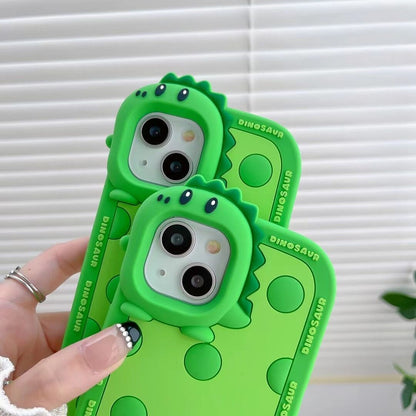 Green Polka Dot Little Dinosaur Silicone Phone Case