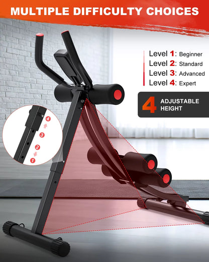 Foldable Ab Machine - Home Gym Core and Abdominal Trainer, Supports Up to 440 lbs with LCD Display