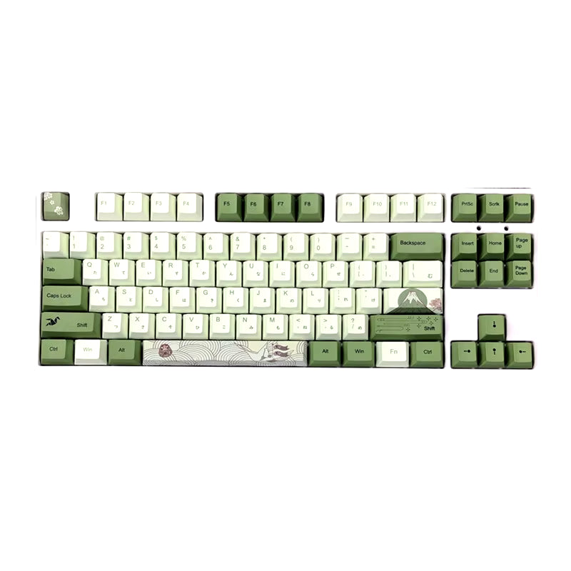 127-Key Cherry Profile Matcha Green PBT Keycaps for Mechanical Keyboards - Dye-Subbed Mountain Forest Custom DIY MX Switch Keycap Set