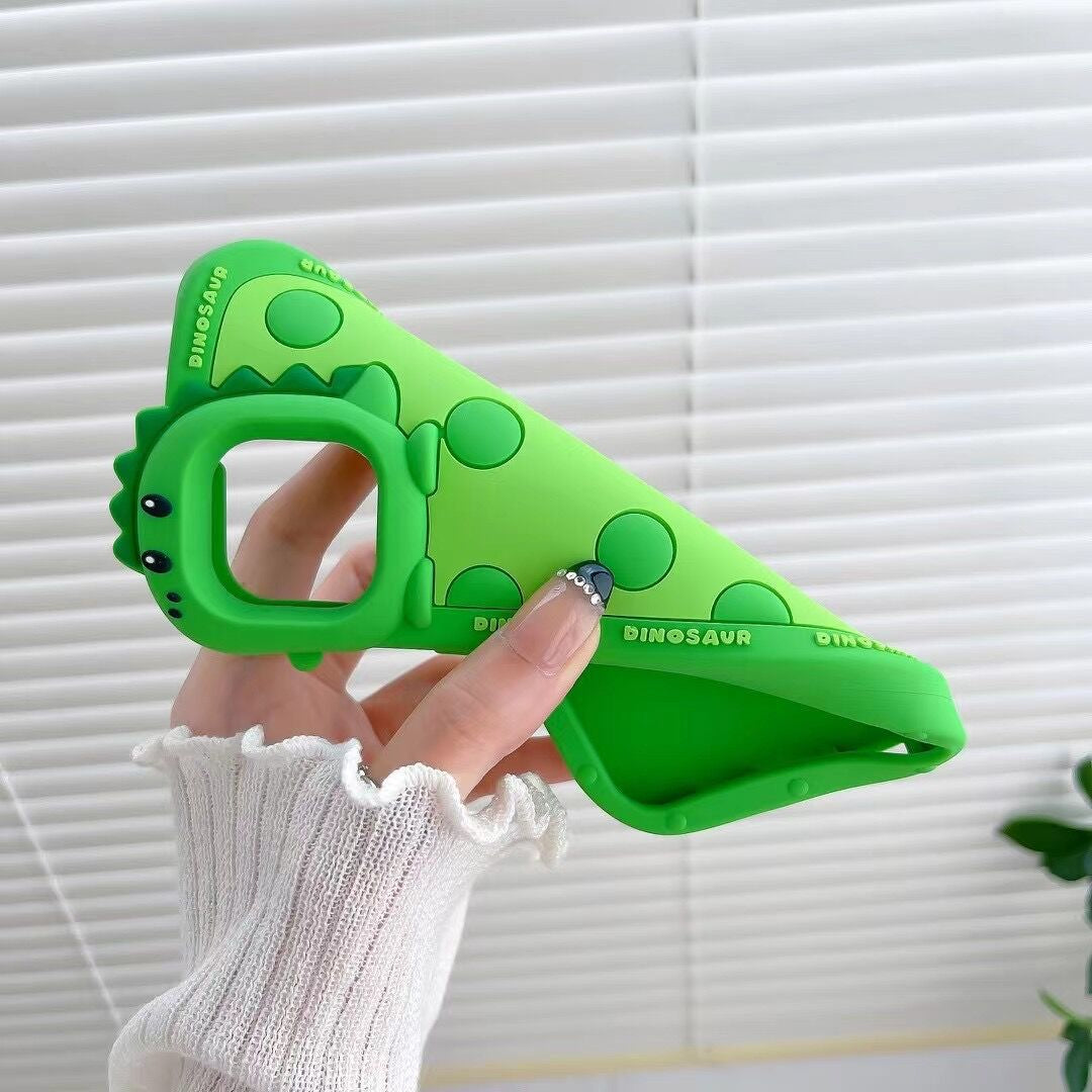 Green Polka Dot Little Dinosaur Silicone Phone Case