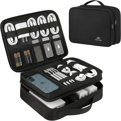 Electronics Organizer Travel Case and Cable Management Bag in Black
