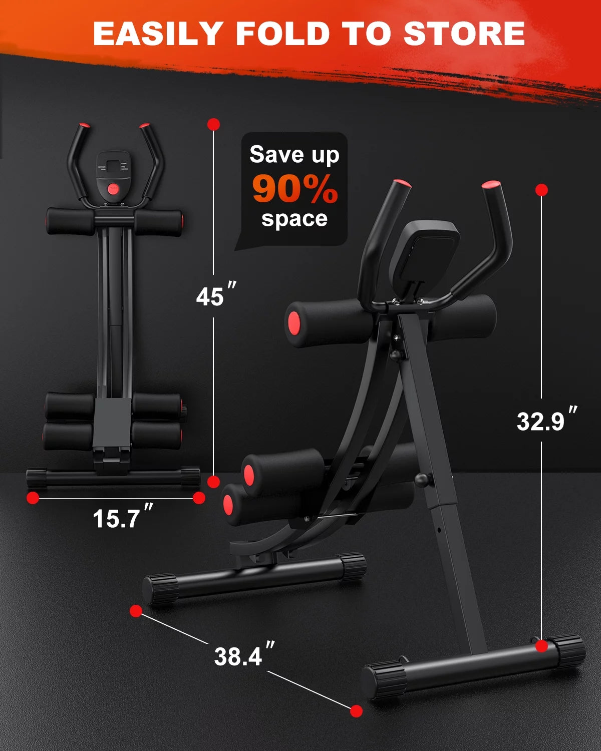 Foldable Ab Machine - Home Gym Core and Abdominal Trainer, Supports Up to 440 lbs with LCD Display
