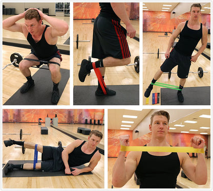 Set of 5 Resistance Loop Bands for Exercise and Physical Therapy - 12 Inch Fitness Bands for Enhanced Mobility and Strength Training