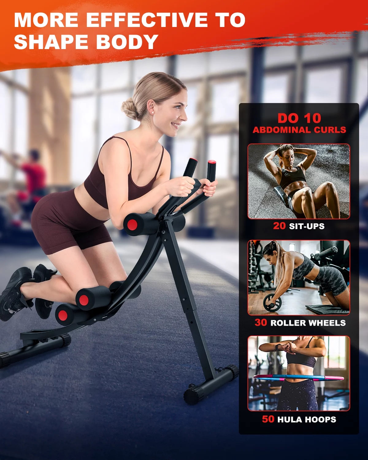 Foldable Ab Machine - Home Gym Core and Abdominal Trainer, Supports Up to 440 lbs with LCD Display