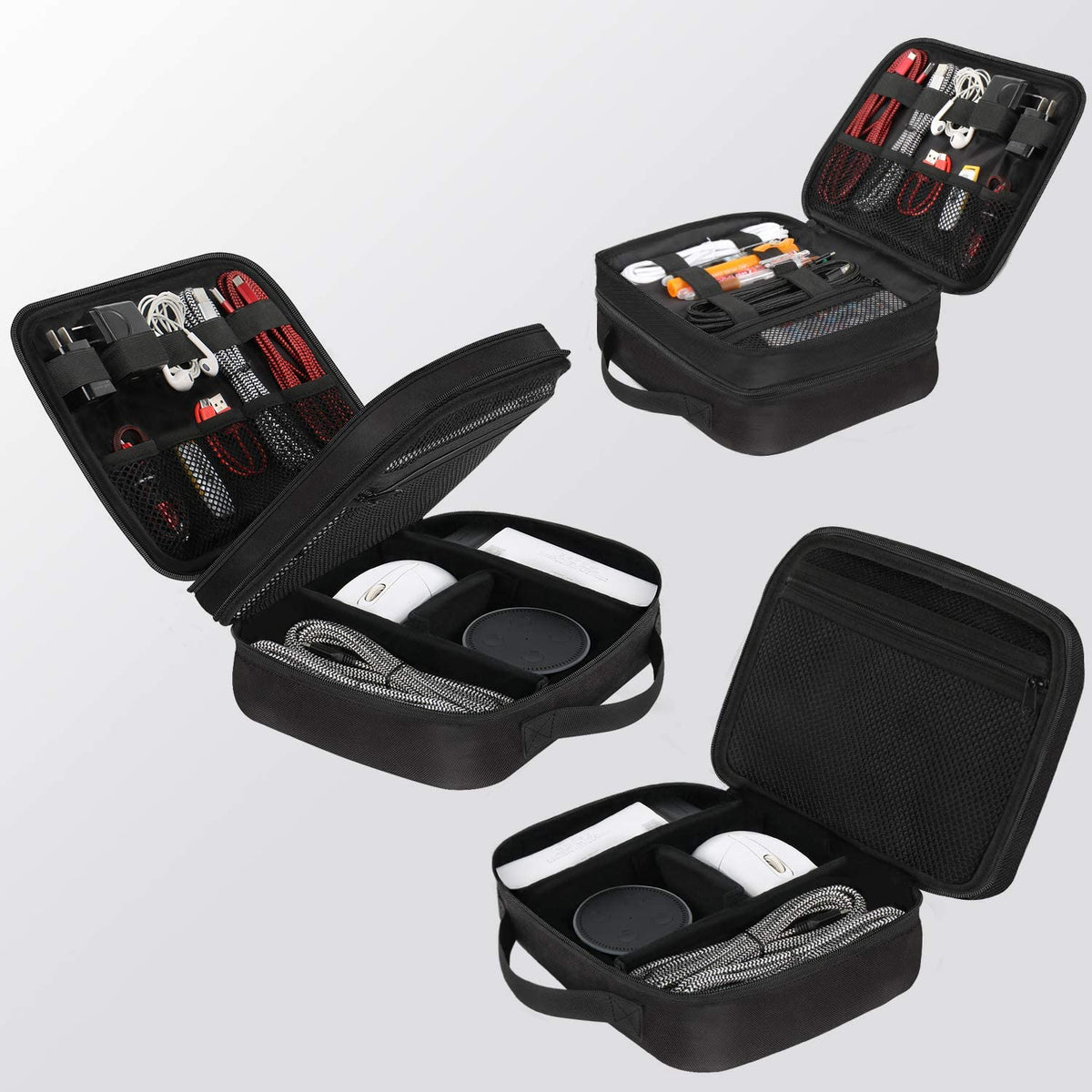 Electronics Organizer Travel Case and Cable Management Bag in Black