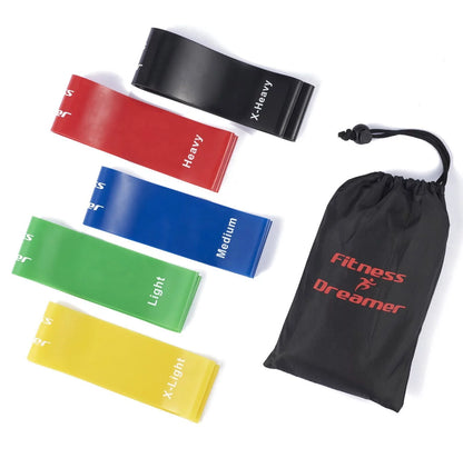 Set of 5 Resistance Loop Bands for Exercise and Physical Therapy - 12 Inch Fitness Bands for Enhanced Mobility and Strength Training