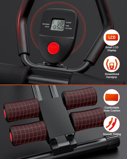 Foldable Ab Machine - Home Gym Core and Abdominal Trainer, Supports Up to 440 lbs with LCD Display