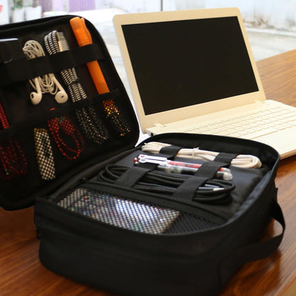 Electronics Organizer Travel Case and Cable Management Bag in Black